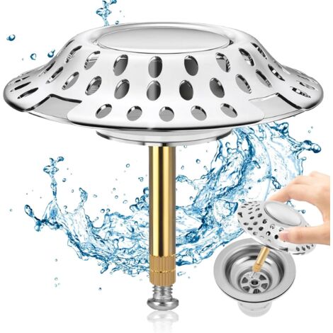 Sollbry in 1 Badewannenstopfen mit Haarfilter, Badewannenstopfen Ø 72 mm, Badewannen-Ablauffilter mit Filterung, Anti-Blocking, höhenverstellbar für alle Badewannen