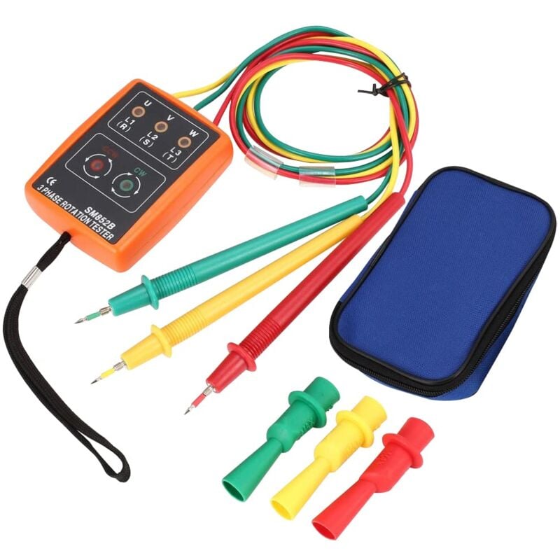 Sollbry - Indicateur de Testeur de Rotation à 3 Phases, 3 Phase Indicateur Testeur de Rotation de Phases Sequence, SM-852B 60V 600V ac 20Hz-400Hz
