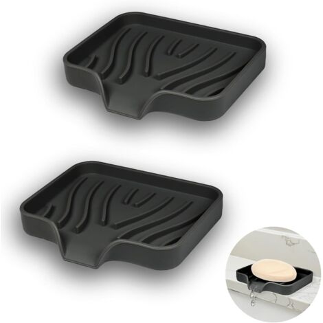 Sollbry jaboneras de silicona para baño, con desagüe, antideslizantes, para ducha y cocina (negro)
