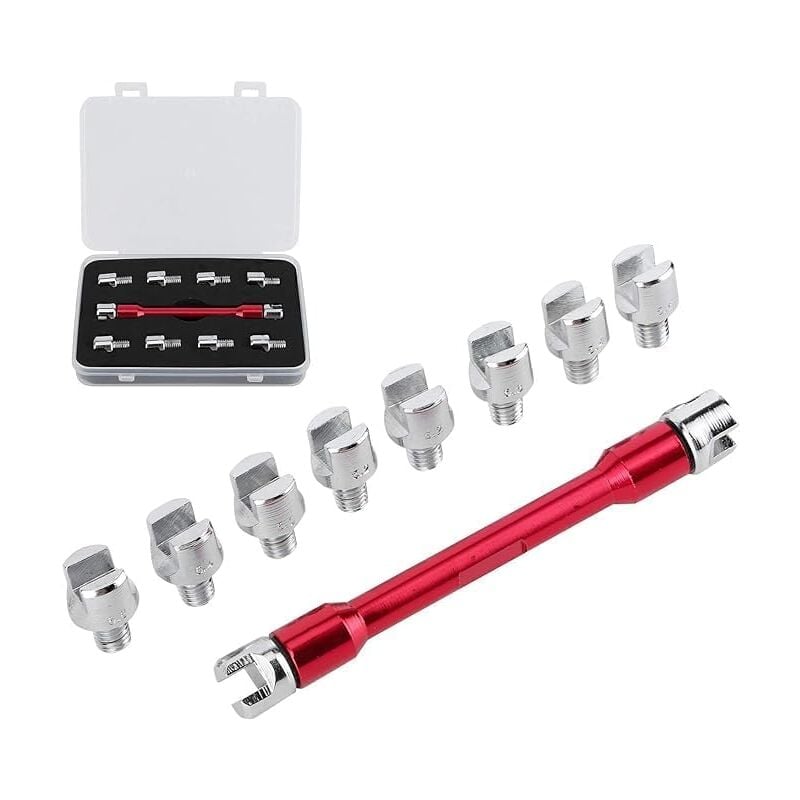 Jeu de Clés à Rayons, 10 Tailles 5,0-6,8 Longueur 93 mm Clé à Rayons de Moto, Jeu de Clés cnc écrous de Rayons Universels avec étui pour la Plupart