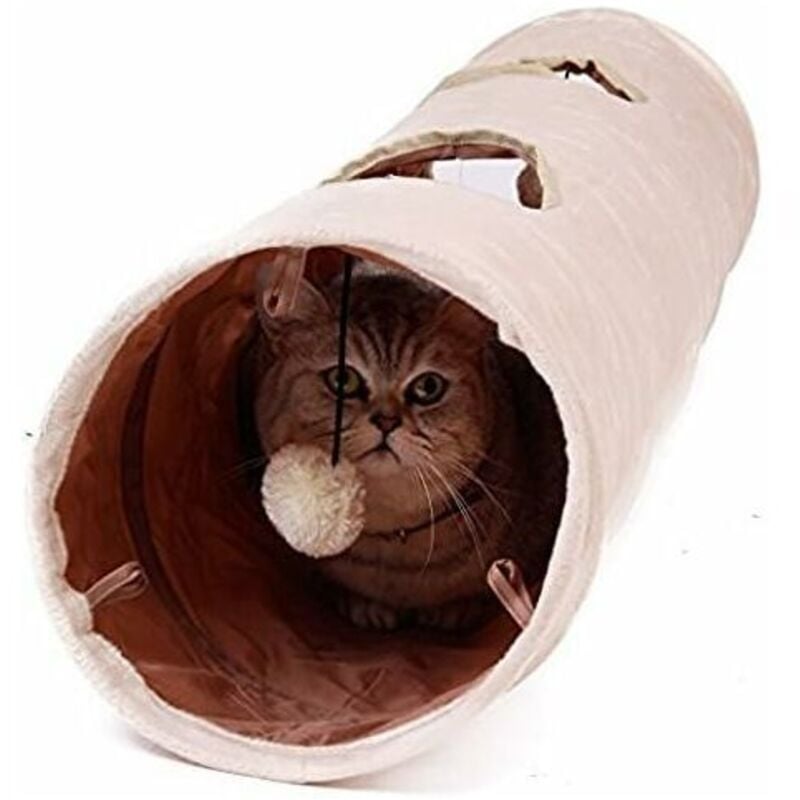 Sollbry - Jouets tunnel pour chat avec 2 trous à explorer 120x25cm