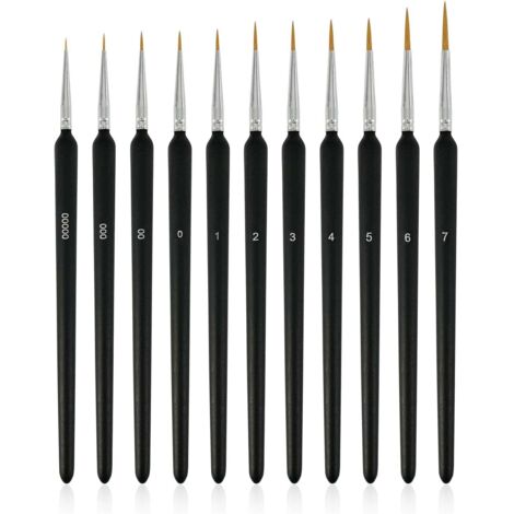 Sollbry Juego de 11 pinceles de contorno de cerdas suaves, kits de pinceles para detalles en miniatura, pinceles para arte de detalles finos