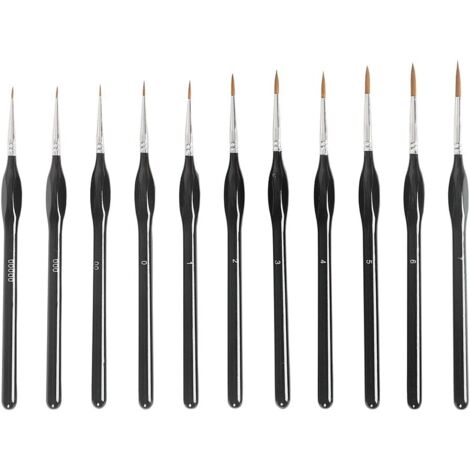 Sollbry Juego de 11 pinceles para detalles, pinceles de acuarela, kit de pinceles para detalles finos, pinceles acrílicos, para óleo, acuarela, gouache, arte de uñas, maquetas, figuras, dibujo lineal,