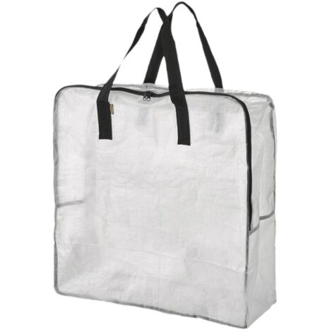 Sollbry Juego de 2 bolsas de almacenamiento transparentes, bolsa grande para mudanzas de 62 x 62 cm con asa de transporte, bolsa para guardar ropa, juguetes y edredones para lavandería, garaje o ático