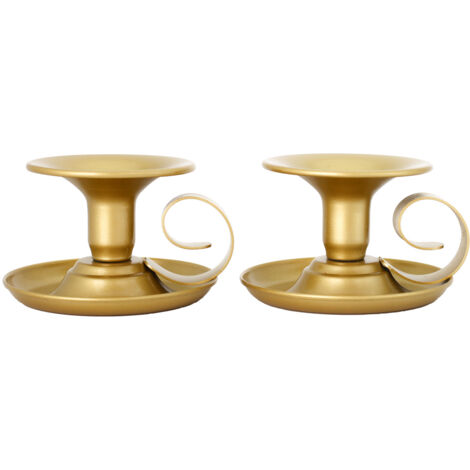 Sollbry Juego de 2 candelabros de hierro forjado, candelabros dorados, candelabros con asas y bandeja, candelabros vintage, candelabros para bodas, fiestas, ceremonias navideñas, cumpleaños, decoració