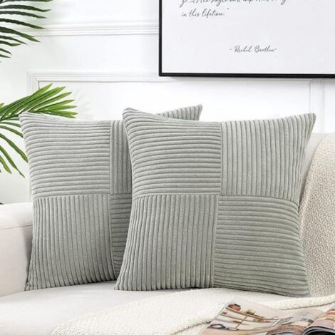 Sollbry Juego de 2 fundas de cojín bohemias de 45 x 45 cm, color gris, con estampado de cruces, decorativas de pana, acogedoras y modernas, para sofá, dormitorio, silla y cama.