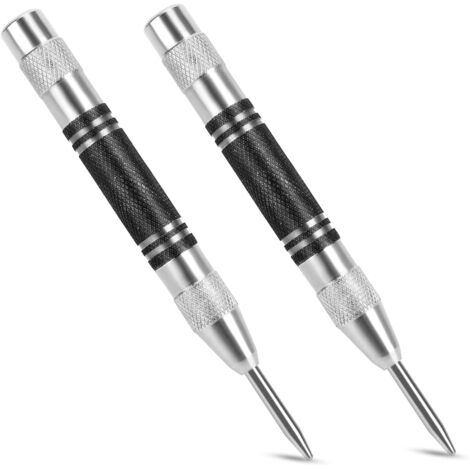 Sollbry Juego de 2 punzones centrales automáticos con resorte para metal, madera, pared, ventana y vidrio.
