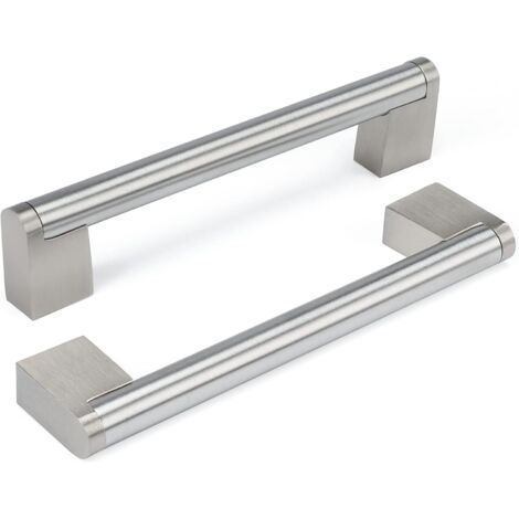 Sollbry Juego de 2 tiradores para muebles de cocina de acero inoxidable - Tirador de puerta de níquel cepillado de acero inoxidable con distancia entre centros de 128 mm