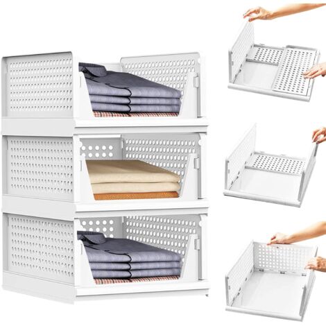 Sollbry Juego de 3 cajones apilables para armario, organizador de almacenamiento con estante deslizante para cajón de armario, organizador de ropa, cajas para armario, cocina y baño.
