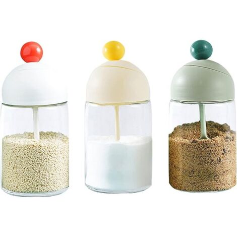 Sollbry Juego de 3 tarros de especias de cristal con tapa para camping