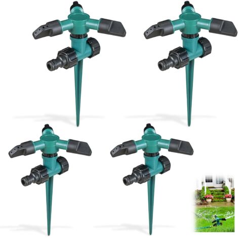 Sollbry Juego de 4 aspersores de césped giratorios de 360° para sistemas de riego de jardines y pastoreo