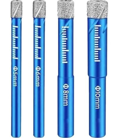 Sollbry Juego de 4 brocas de diamante de 5/6/8/10 mm para azulejos, cerámica, porcelana y vidrio.