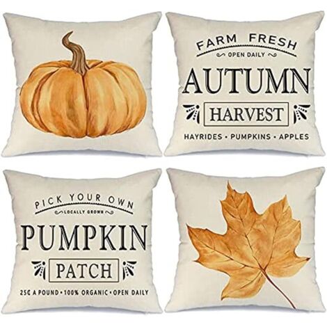 Sollbry Juego de 4 fundas de almohada decorativas de otoño de 18 x 18 pulgadas, para exteriores, estilo rústico, para otoño
