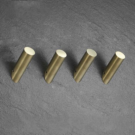 Sollbry Juego de 4 ganchos para toallas, albornoces y pared para baño, de oro cepillado, resistentes.