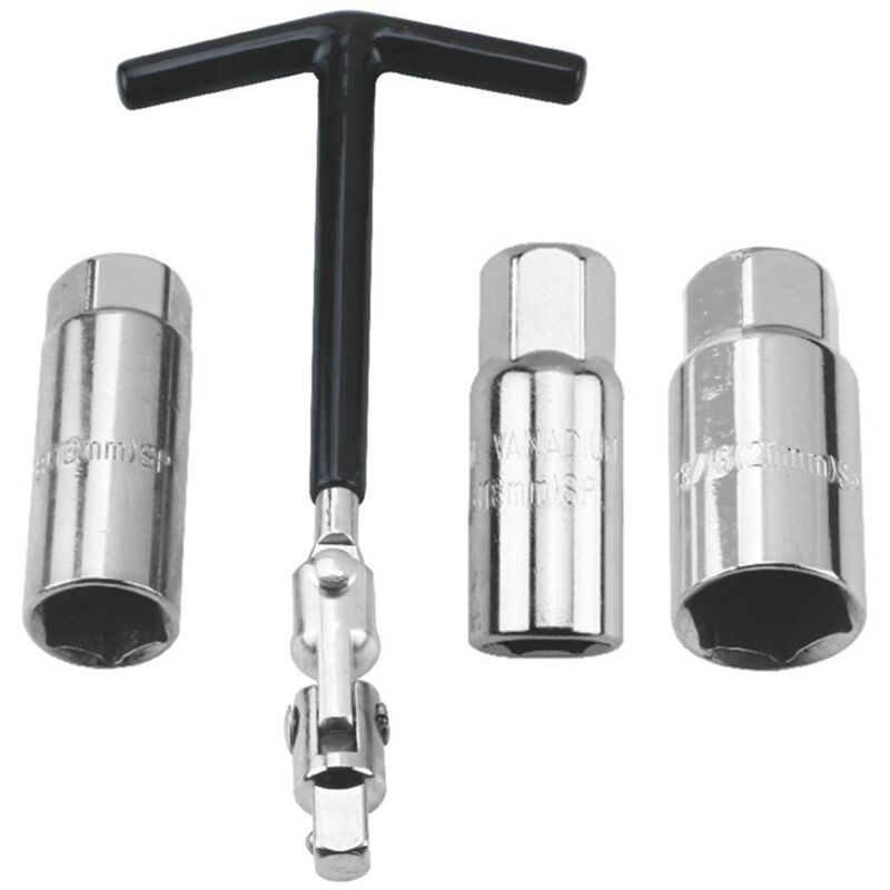 Sollbry - Juego de 4 llaves para bujías de 16/18/21 mm, llave universal para bujías de coche y motocicleta, extractor de bujías, juego de llaves para