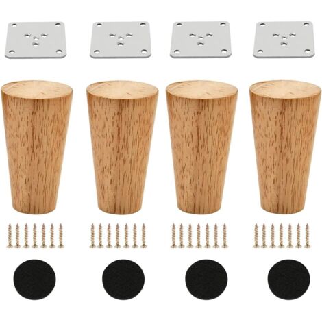Sollbry Juego de 4 patas de madera para muebles de 3,15 pulgadas, patas redondas y sólidas de sofá de mediados de siglo, patas de repuesto para sofá, tocador, armario, cama, bricolaje para el hogar.