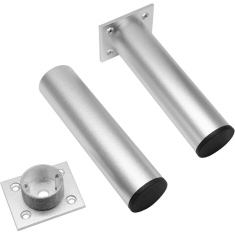 Sollbry Juego de 4 patas para muebles, patas ajustables de aleación de aluminio para gabinete, patas redondas de metal para sofá, patas ajustables para cocina, mesa, gabinete y estantes (plateadas)