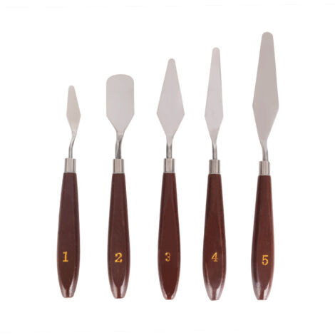 Sollbry Juego de 5 espátulas de acero inoxidable para crema de repostería, juego de mezcla para glaseado de pasteles, crema para pintar al óleo, herramienta para decorar y tóner.