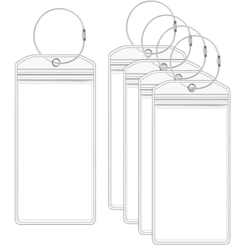 Sollbry - Juego de 5 etiquetas para maletas, etiquetas transparentes para equipaje, etiquetas para maletas de viaje, etiquetas para equipaje de