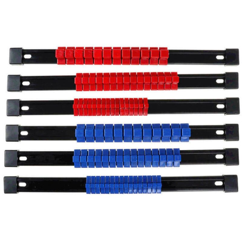 Juego de 6 organizadores de dados con rodamientos de bolas, llaves de 1/4, 3/8 y 1/2 pulgadas, con rieles para dados. - Sollbry