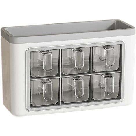 Sollbry Juego de caja de condimentos, tarro de sal transparente, tarros de especias para montaje en pared, recipientes para almacenar condimentos de cocina.