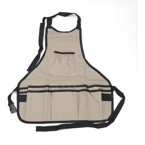 Sollbry Khaki Gartenschürze, verstellbares Oxford-Gewebe mit Taschen, multifunktionale wasserdichte Arbeitsschürze für Tischler und Gärtner für Frauen, Männer und Erwachsene (dick und langlebig)