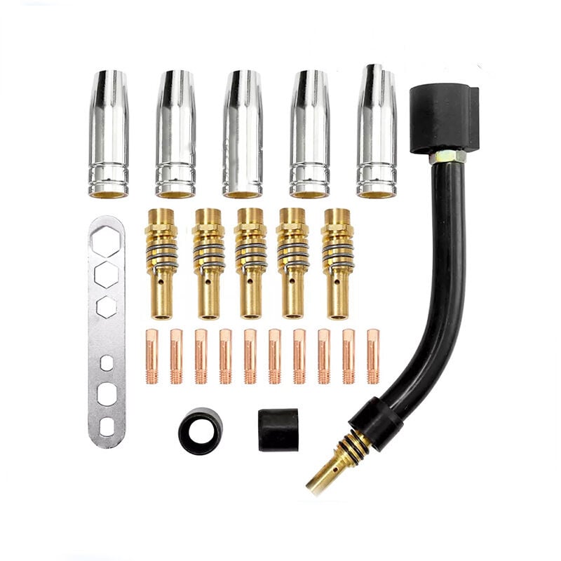 Sollbry - Kit d'accessoires pour torche de soudage à gaz inerte, embout de Contact conducteur, bielle de buse, consommables 15AK, 24 pièces