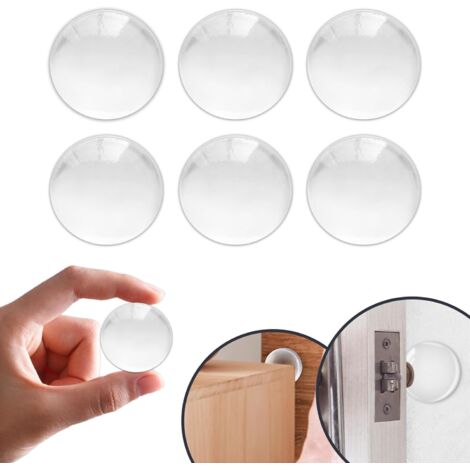 Sollbry Kit de 6 topes de puerta de goma transparentes, protectores de pared, manijas autoadhesivas, paneles de vidrio transparente autoadhesivos y paneles de madera.