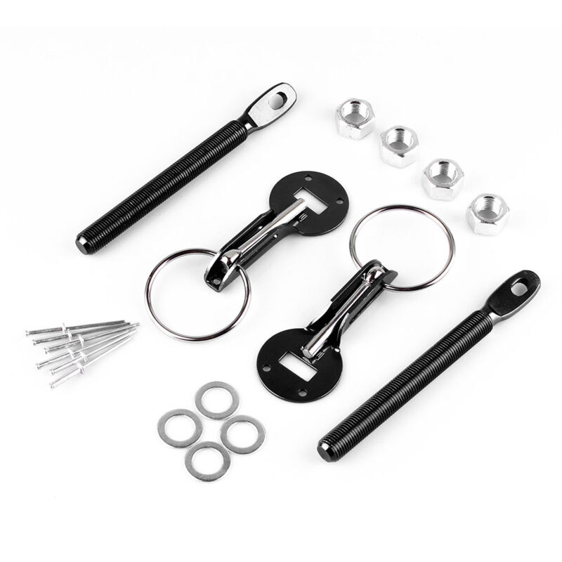 Kit de bloqueo de capó universal para coches deportivos de carreras (negro) - Sollbry