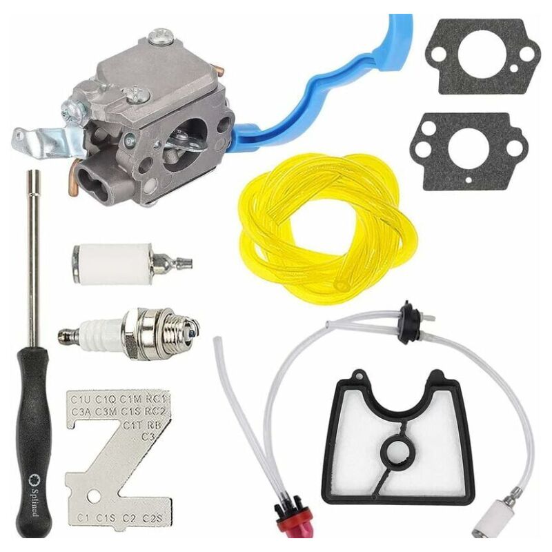 Sollbry - Kit de carburateur C1Q-W37 pour Husqvarna 125B 125BV souffleur de feuilles, remplace le carburateur 581798001 590460102, avec kit de