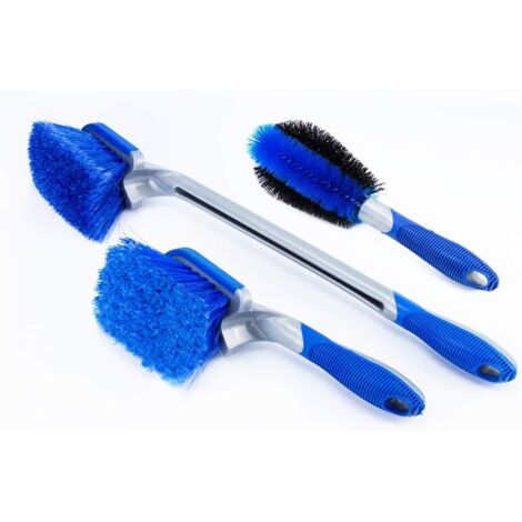 Sollbry Kit de cepillos para ruedas de coche, cepillo para limpiar llantas, cepillo para neumáticos de coche, motocicleta y bicicleta (paquete de 3)