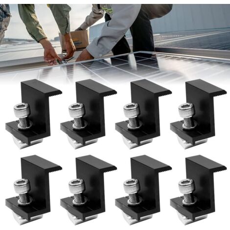 Sollbry Kit de montaje para paneles solares: 8 soportes de aluminio de 30 mm en forma de Z para paneles fotovoltaicos de techo plano de autocaravanas, con tuercas y tornillos.