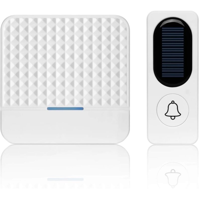 Sollbry - Kit de sonnette sans fil, charge solaire avec sonnette légère carillons de sonnette de sécurité à domicile étanche, sonnette extérieure +