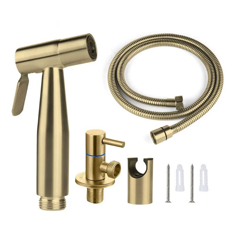 Kit Douchette wc , Tuyau de 1,5 m et Support, or - Sollbry