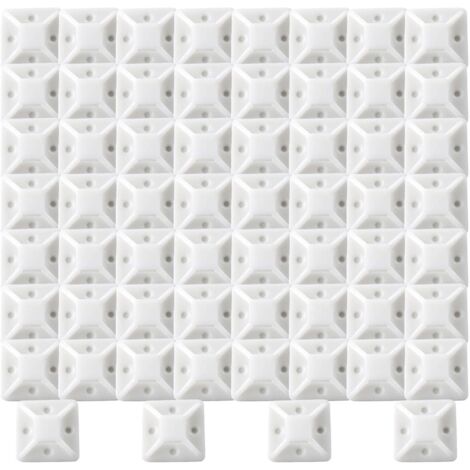 Sollbry Klebesockel für Kabelbinder, 100 Stück (20 mm x 20 mm), selbstklebende Kabelbinder, selbstklebende Kabelbinder, Kunststoff-Kabelbinderhalter, Basis für Kabelbinder, weiß