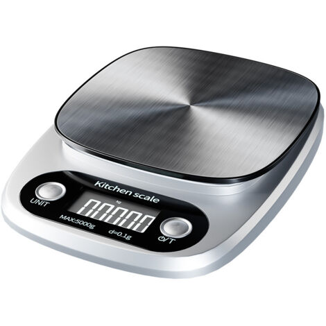 Sollbry Küchenwaage, digitale Waage, 3 kg/0,1 g, elektrische Waage, kleine Edelstahl-Küchengeräte, Mini-Smart-Smart-wasserdicht mit LCD-Display, genaues Gramm, (Silber)