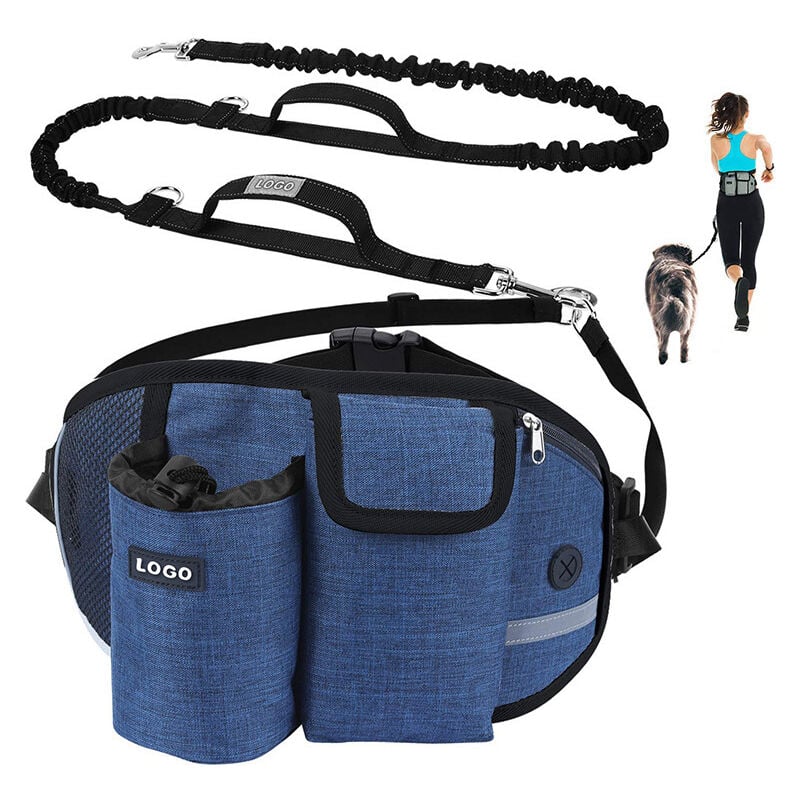Laisse de taille pour promener votre chien – Laisse mains libres pour chien avec plusieurs poches, large ceinture de soutien dorsal, laisse élastique