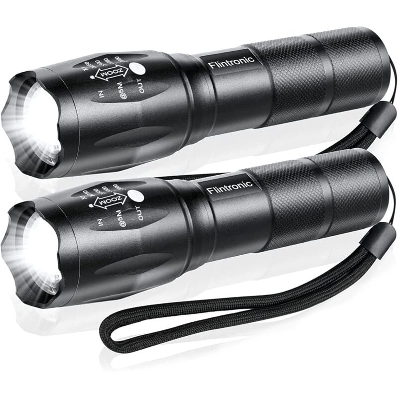 Lampe Torche Ultra Puissante, 2PCS Lampe de Poche Portable, 3000 Lumens, 5 Modes Étanche Anti-Choc Zoomable Lumineux Lampe Torche led pour Bricolage