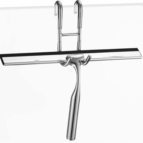 Sollbry Limpiador de ducha de acero inoxidable de 25 cm con gancho, sin necesidad de taladrar. Ideal para baño, espejos, cristales y azulejos.