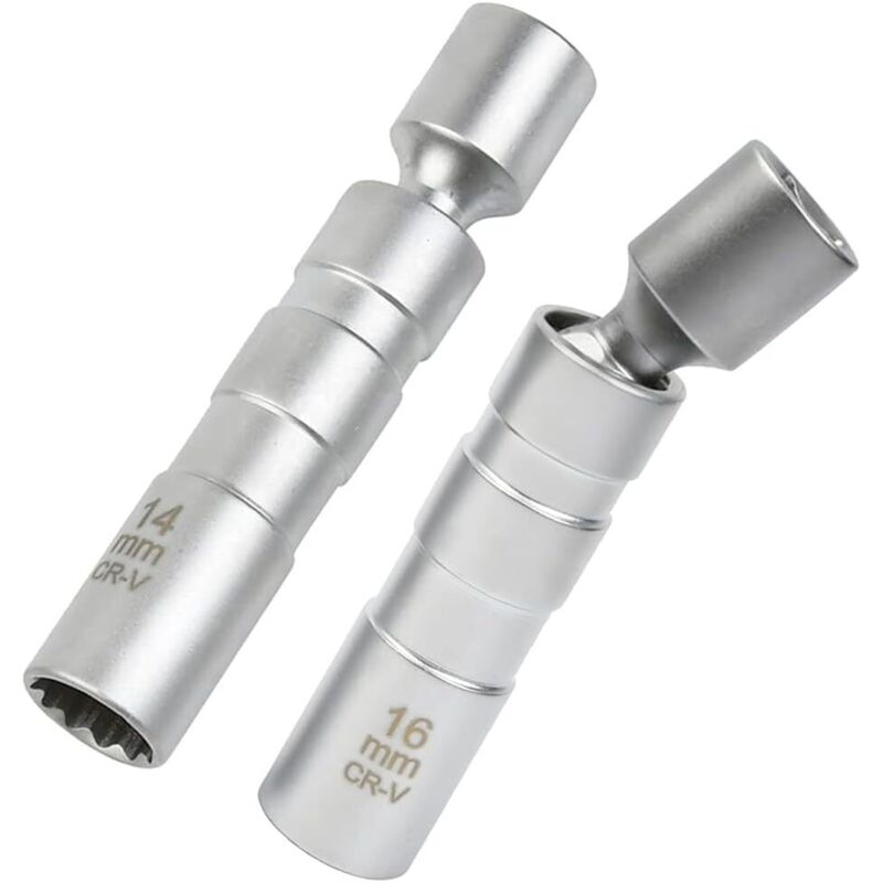 Sollbry Llave de bujía de 16 mm/14 mm, llave de bujía magnética, llave de bujía de junta universal magnética para extraer bujías de automóviles,