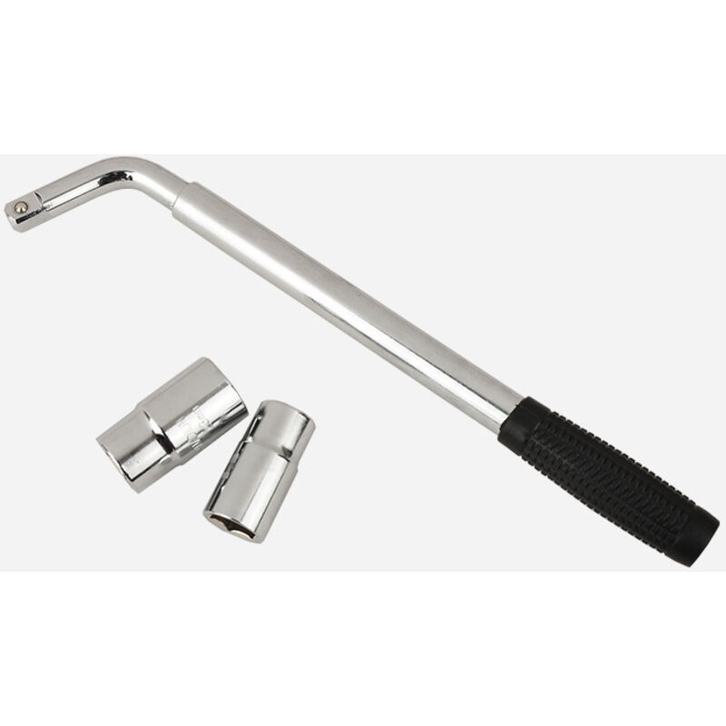 Llave de tubo para ruedas de coche - Mango extensible - Tamaños de vaso: 17 mm, 19 mm, 21 mm, 23 mm - Compatible con todos los vehículos estándar