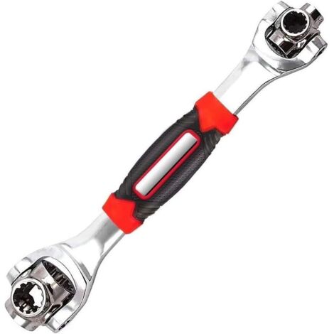 Sollbry Llave de tubo universal, ajustable, 48 en 1, multifunción, con cabezal giratorio de 360 grados para muebles, coches, reparación de inodoros, fregaderos, baños y cocinas.