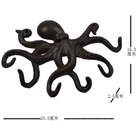 Sollbry Llavero de pared, ganchos para abrigos con forma de pulpo, ganchos para toallas, ganchos decorativos resistentes de 6 brazos.