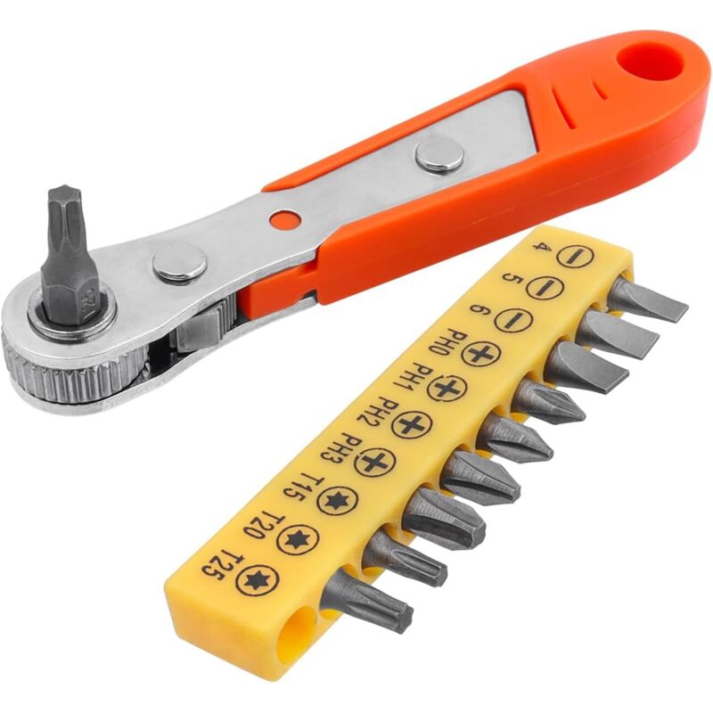 Sollbry - Llaves de trinquete mini, destornillador de trinquete reversible de desplazamiento mini, destornillador de trinquete dinamométrico de 1/4'