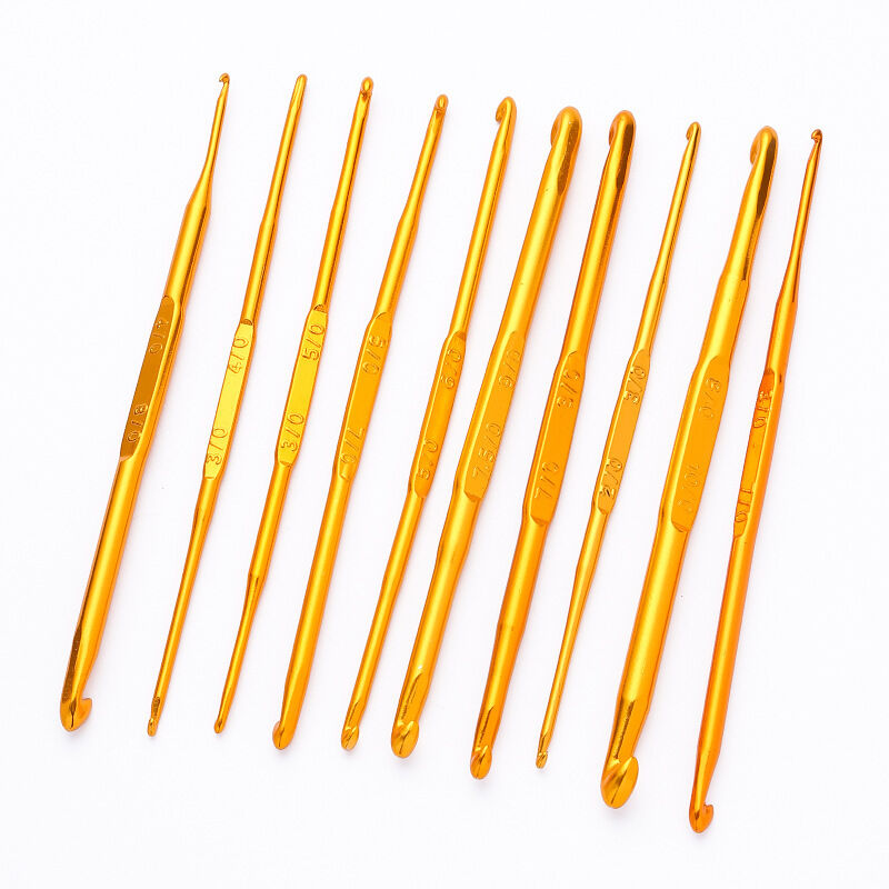 Lot de 10 crochets à double extrémité Aiguilles à crochet dorées pour chandail Aiguilles à tricoter Kit Weave Craft diy Outil de tricot à la main (10
