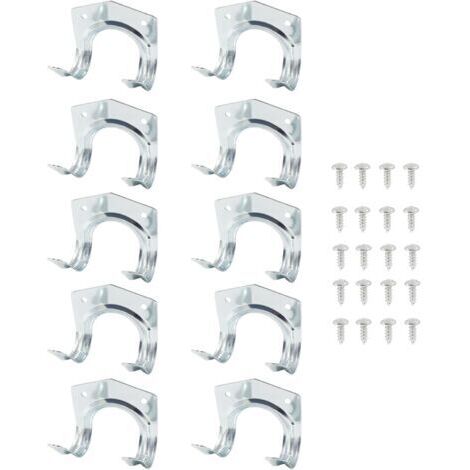 Sollbry Lot de 10 crochets de rangement en métal argentés pour garage, crochets de montage mural utilitaires avec vis pour outils de jardin, vélos, échelles