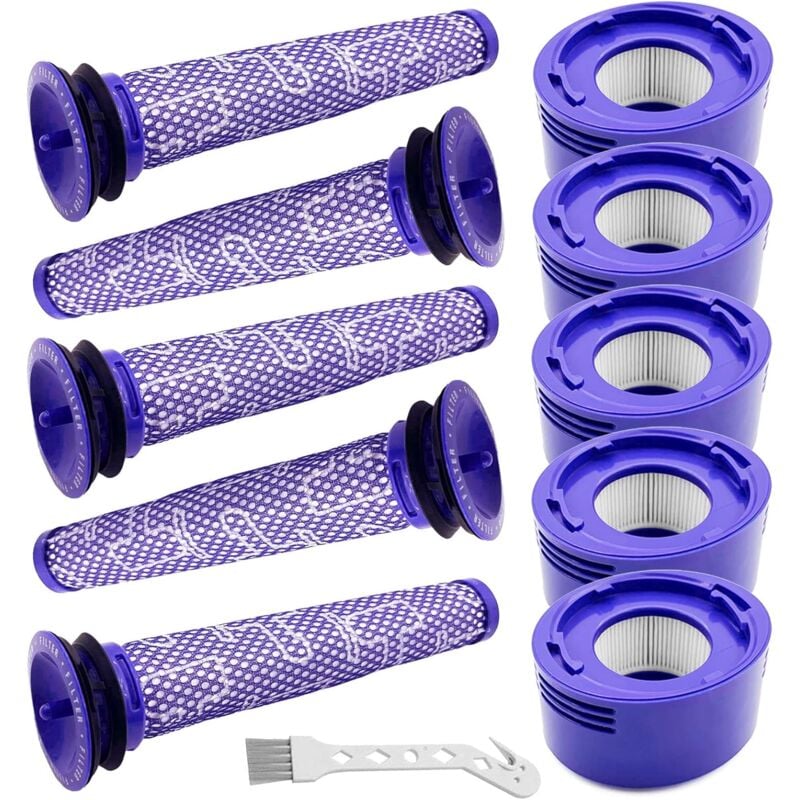 Sollbry - Lot de 10 filtres d'aspirateur de rechange compatibles avec les aspirateurs sans fil Dyson V7, V8 - 5 pré-filtres, 5 post-filtres