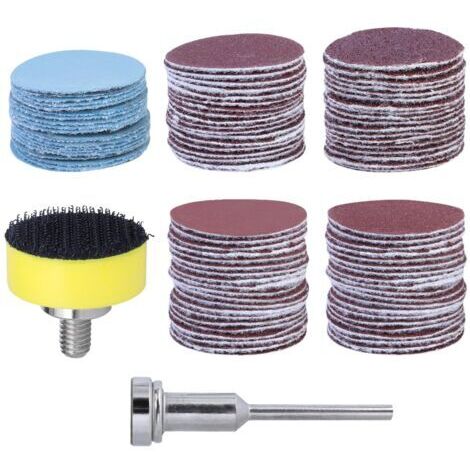 Sollbry Lot de 100 Disques Abrasifs de Ponçage Ronds 25mm Papier Verre Auto-adhésif Disque à Poncer de Grain 100 180 240 1500 3000 Papier Abrasif avec Pad Plateau de Support pour Meulage Polissage