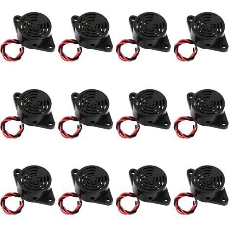 Sollbry Lot de 12 alarmes électroniques SFM-27-I - Buzzer électronique piézoélectrique Actif - DC 3-24 V - avec Fil - 110 mm