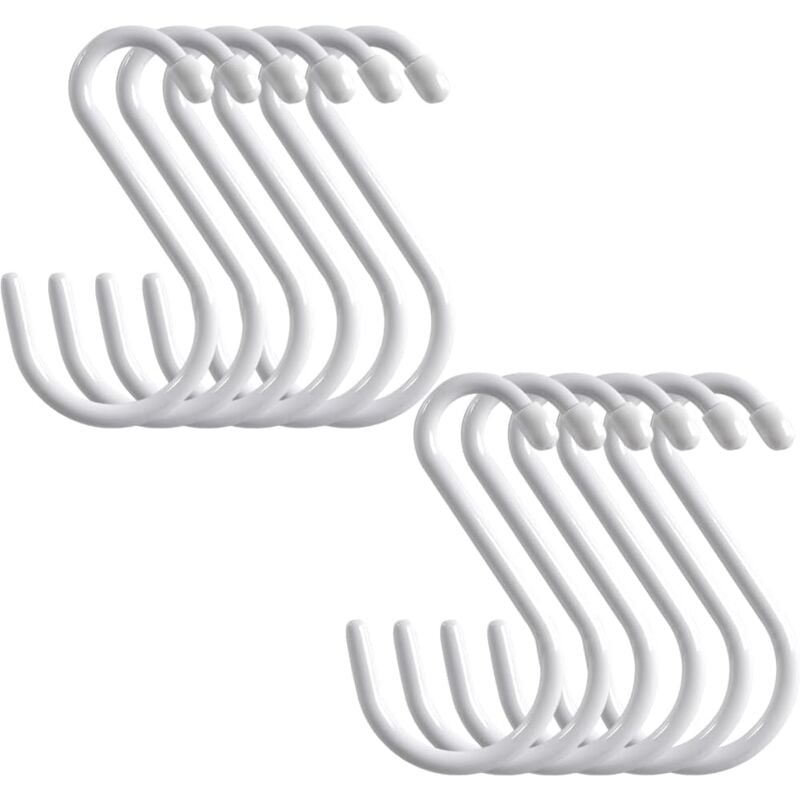 Lot de 12 crochets en s robustes revêtus de vinyle de 168.5CM, crochets en s revêtus de caoutchouc noir, cintres en s en métal antidérapant pour